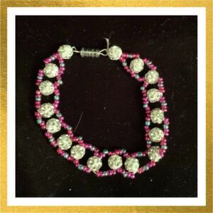 3/$20 Hand Crafted BEADED Polymer Clay & Rhinestone Bead BRACELET